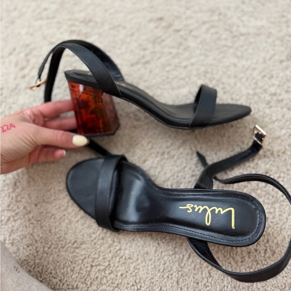 Lulus Shoes - Lulu's Black Sandal with Tortoiseshell Block Heel